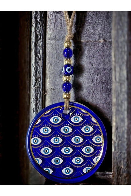 Nazar Bead Glass Wall Ornament with Gilded Eyes Motif - TryAladdin