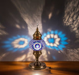 HND Handicraft | Handmade Glass Mosaic Desk Lamp, Blue and White Star - TryAladdin