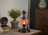 HND Handicraft | Handmade Glass Mosaic Desk Lamp, Red and Orange Star Teapot Design - TryAladdin