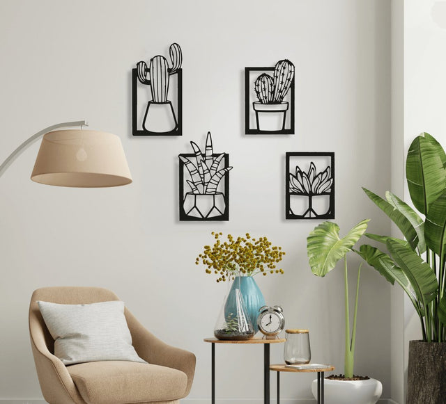 NR Dizayn | Cactus Set of 4 Metal Wall Art - TryAladdin