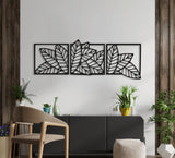 NR Dizayn | Leaf Detailed 3 - Piece Metal Wall Art - TryAladdin