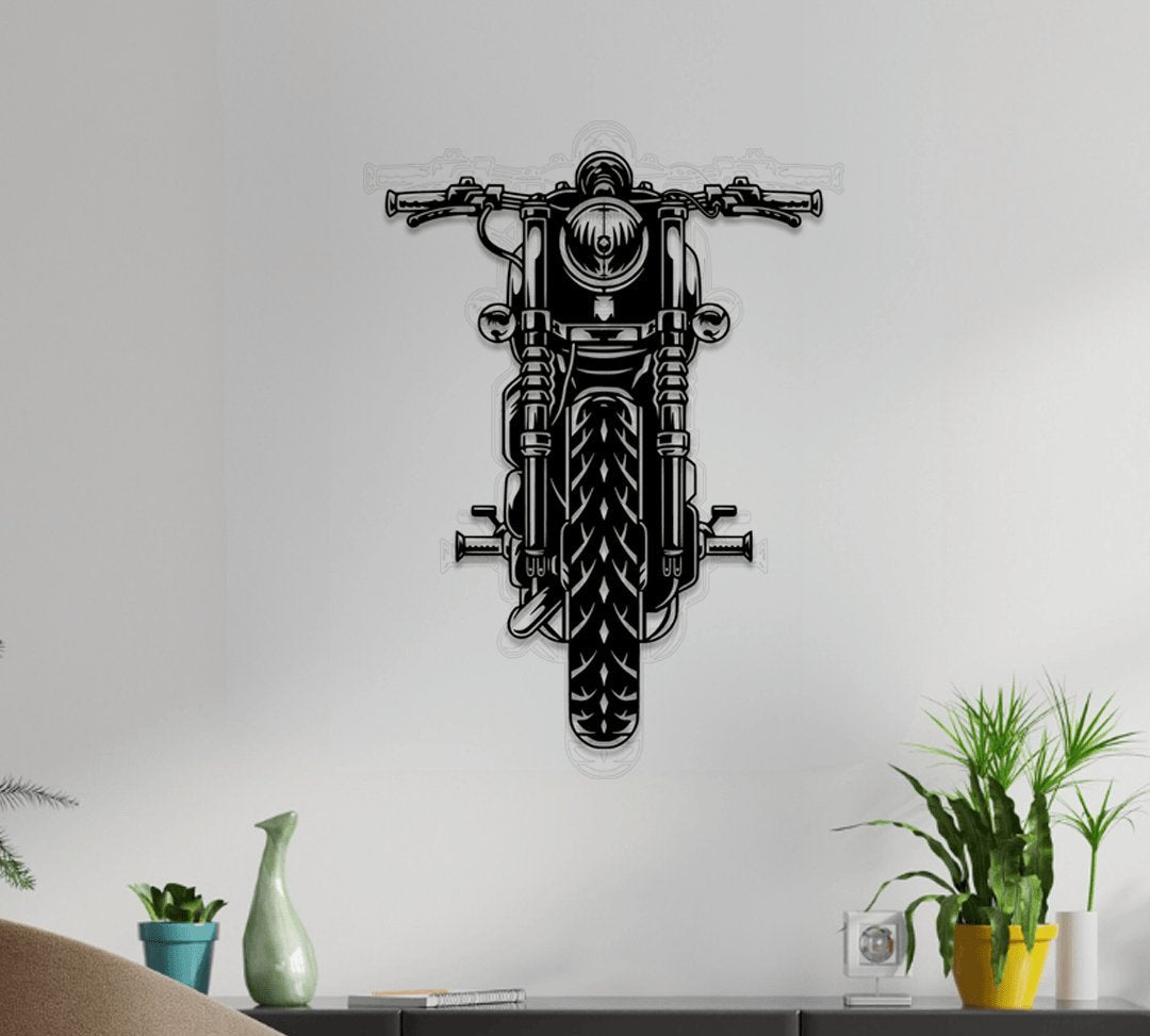 NR Dizayn | Motorcycle Front View Metal Wall Art - TryAladdin