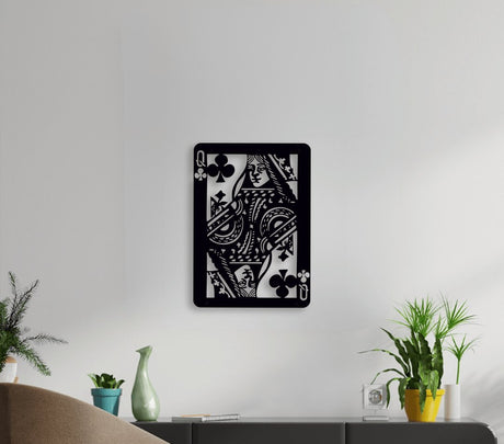 NR Dizayn | Queen of Clubs Metal Wall Art - TryAladdin