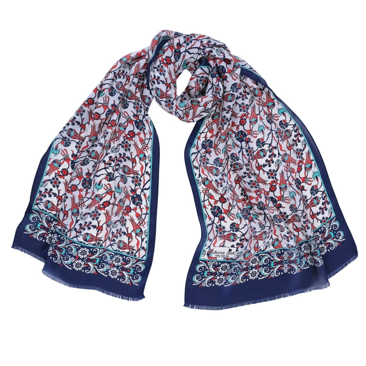 Sira Lale Elegant Silk Scarf in a shade of Red - TryAladdin